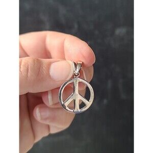 925 Sterling Silver Peace Sign Pendant Vintage
